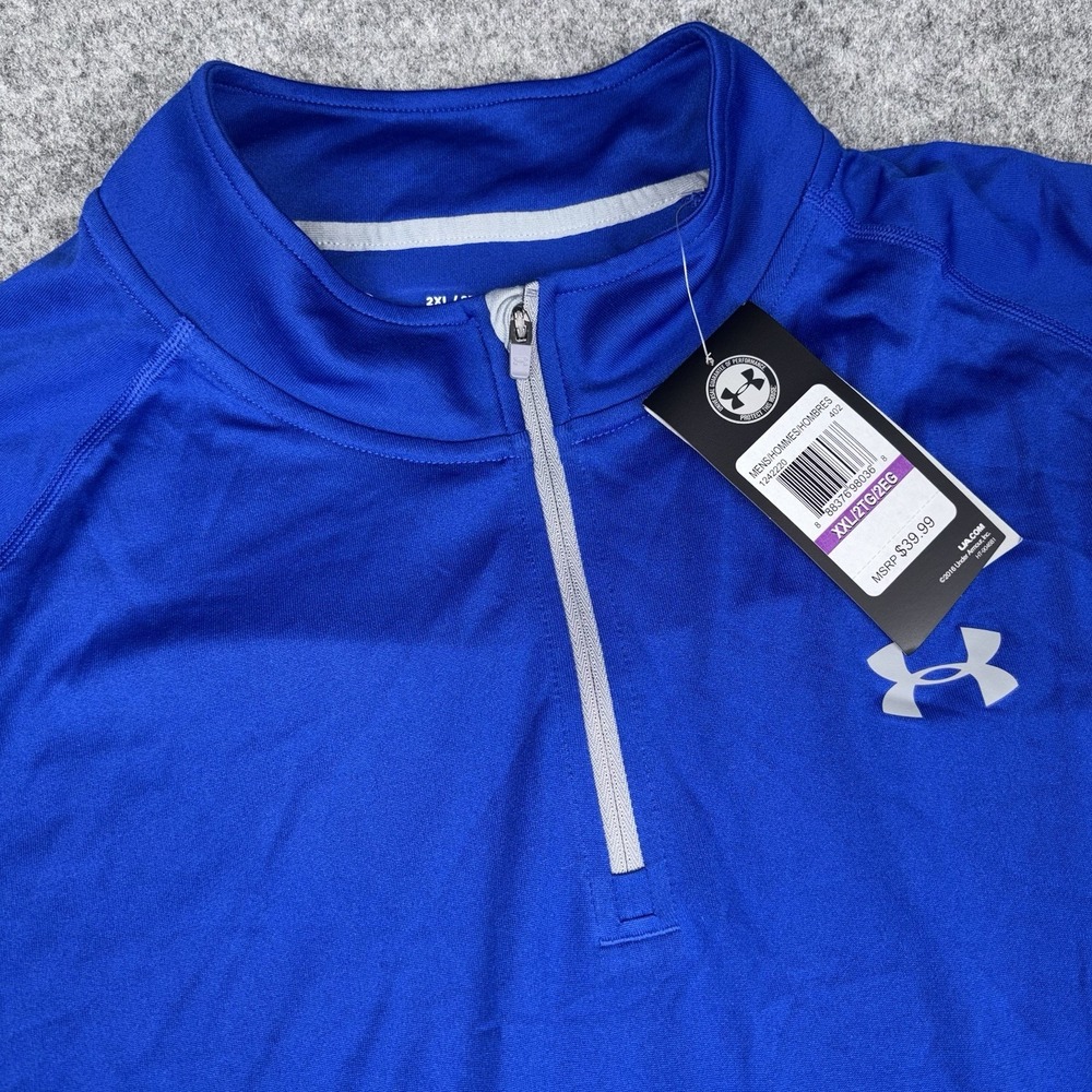 Under Armour Pullover Mens 2XL Blue NWT 1/4 Zip Long Sleeve Athletic Stretch Gym